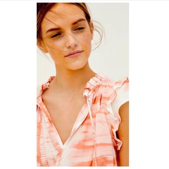 MISA Los Angeles Woman’s Hand Dyed Lilian Dress in Coral Tie Dye. Size Medium. - Picture 4 of 10